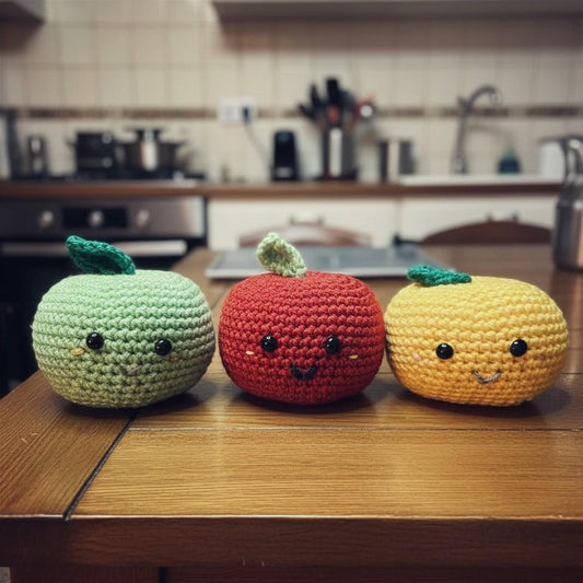 Handmade Crochet Amigurumi Apples – Set of 3