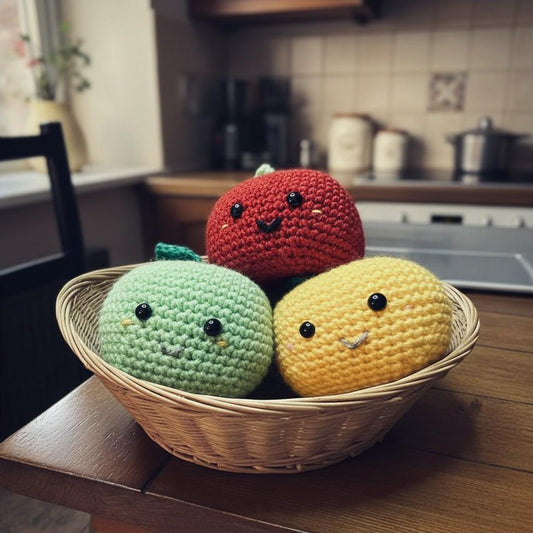 Handmade Crochet Amigurumi Apples – Set of 3