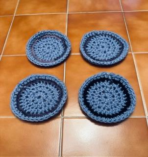Handmade Crochet Round Coaster Set – Set of 4