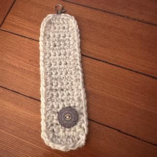 Crocheted Keychain Charm w/Button
