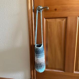 Crochet Water Bottle Carrier w/Strap and Button Closure