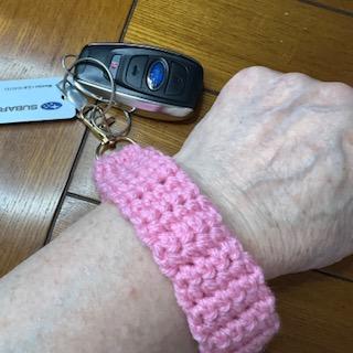 Deep Pink Handmade Crochet Wrist Keychain