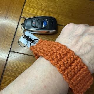 Orange Handmade Crochet Wrist Keychain